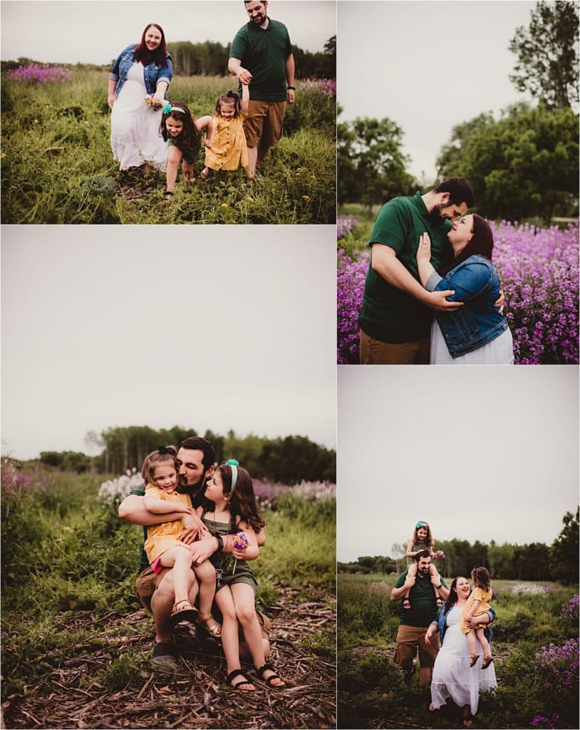 Spring Blooms Portrait Session Family in Field