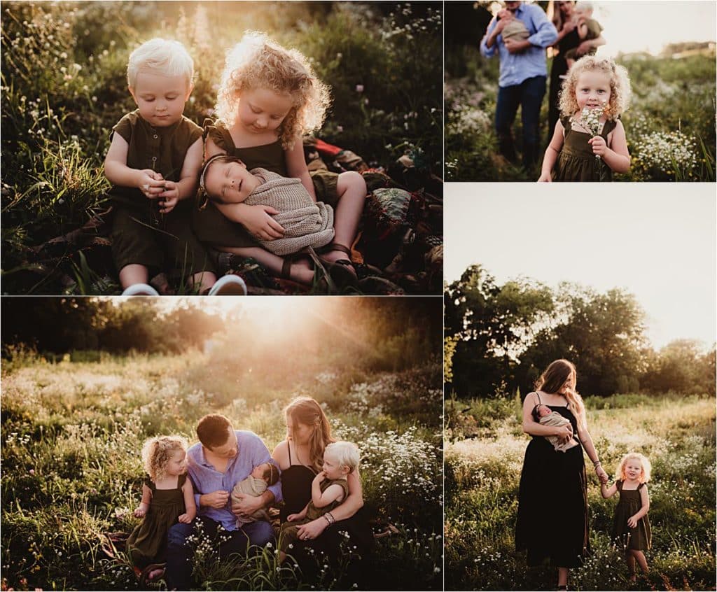 Outdoor Floral Newborn Session with Family 
