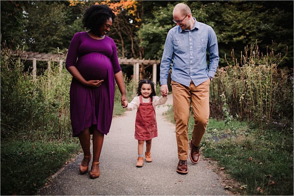 Summer Family Maternity Session Holding Hands