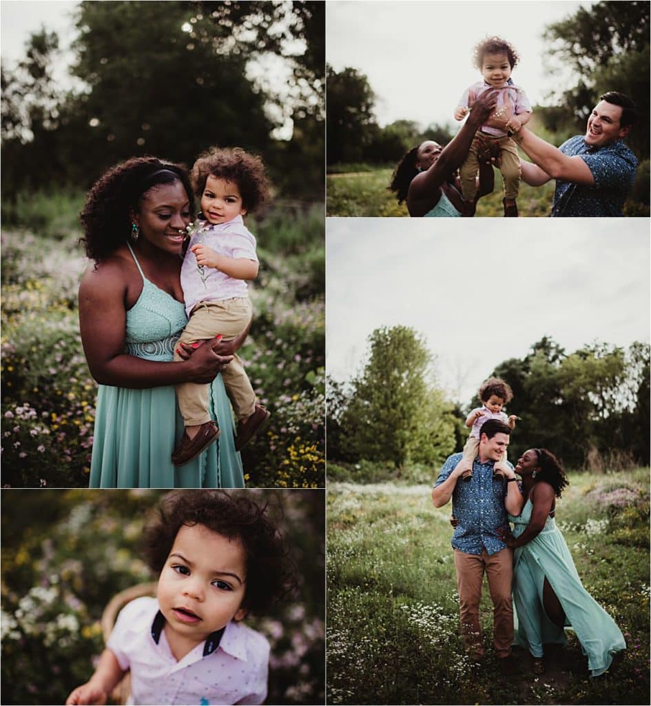 Urban Wildflower Family Session Collage Family in Field