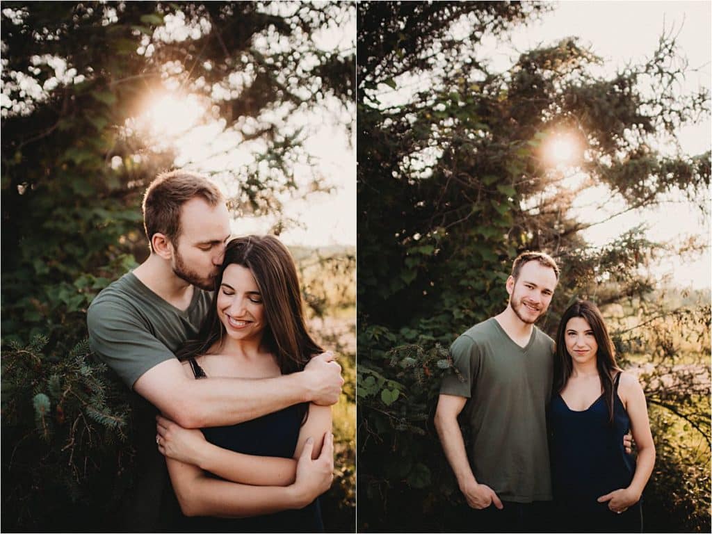 Summer Sunset Engagement Session Couple by Tree