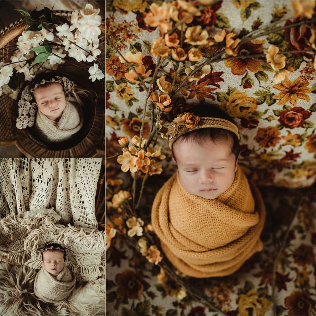 Yellow and Orange Floral Session Collage Newborn Girl