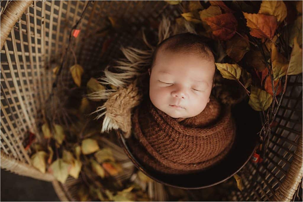 Newborn in Brown Wrap