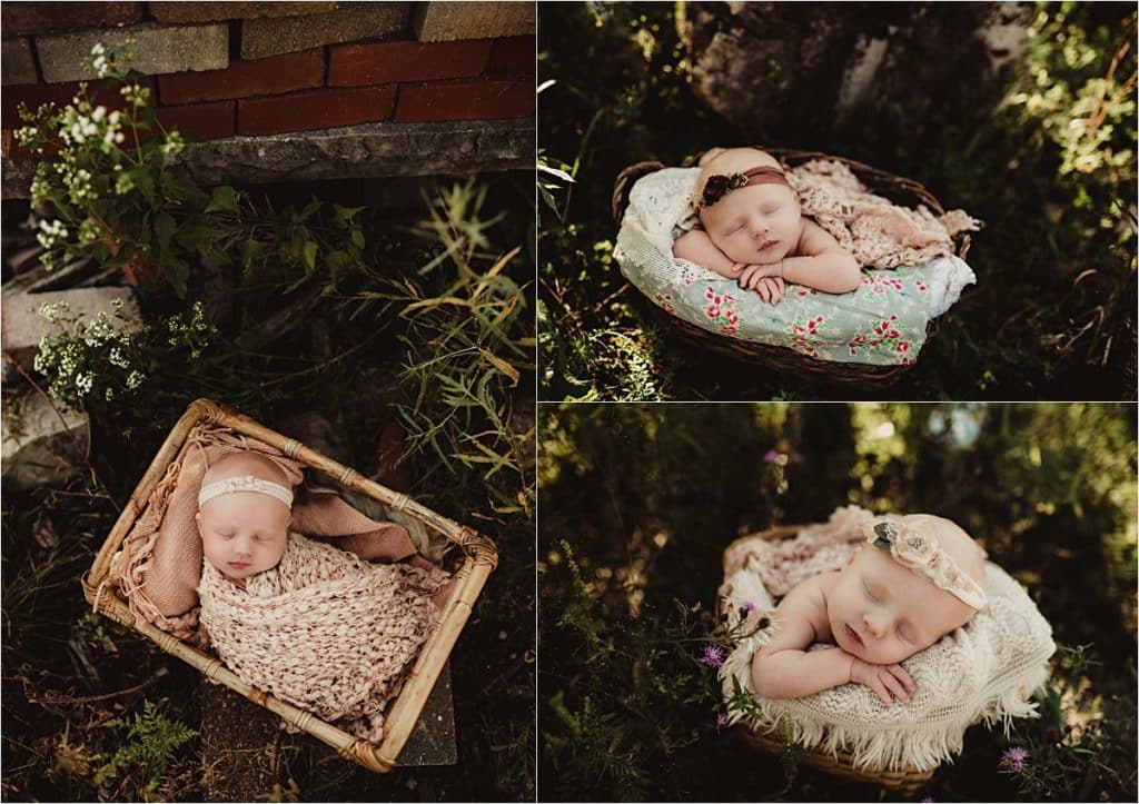 Collage Newborn in Baskets