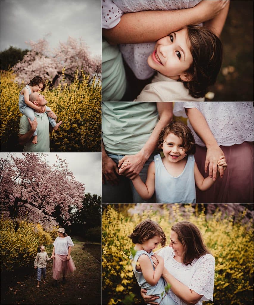 Cherry Blossoms Family Session Collage of Family 