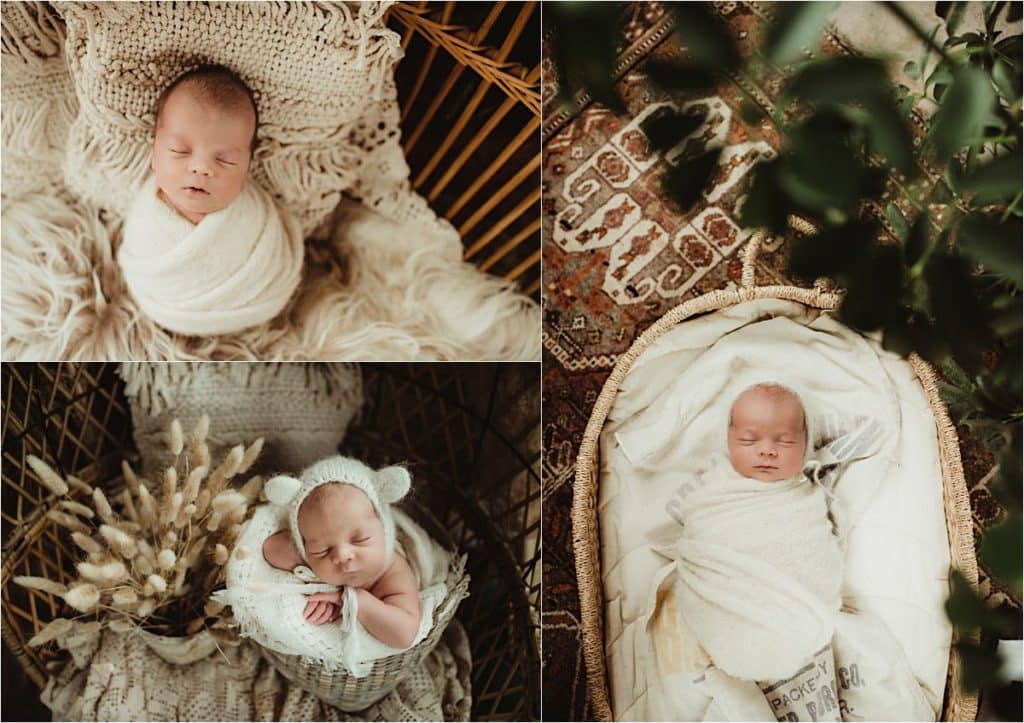 Newborn Boy in White Wraps 
