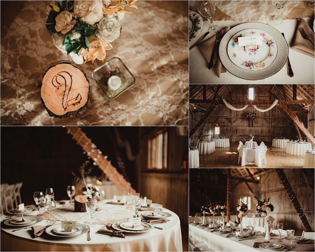 Romantic Vintage Summer Wedding Reception Table Details 