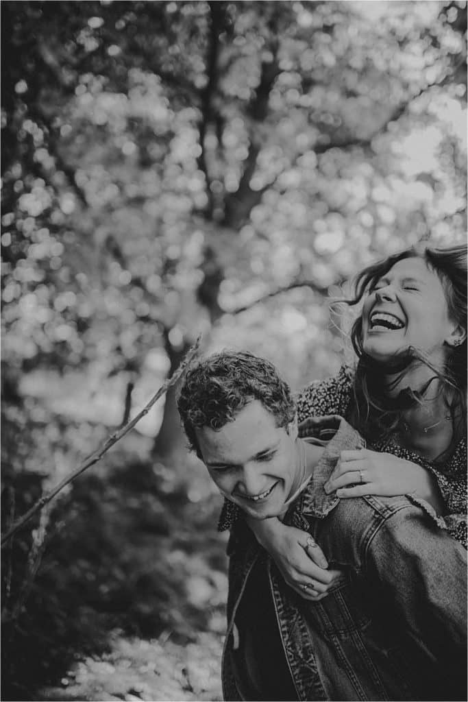 Fall Engagement Session Image Couple Laughing