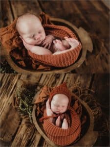 Newborn Boy in Rust Wrap