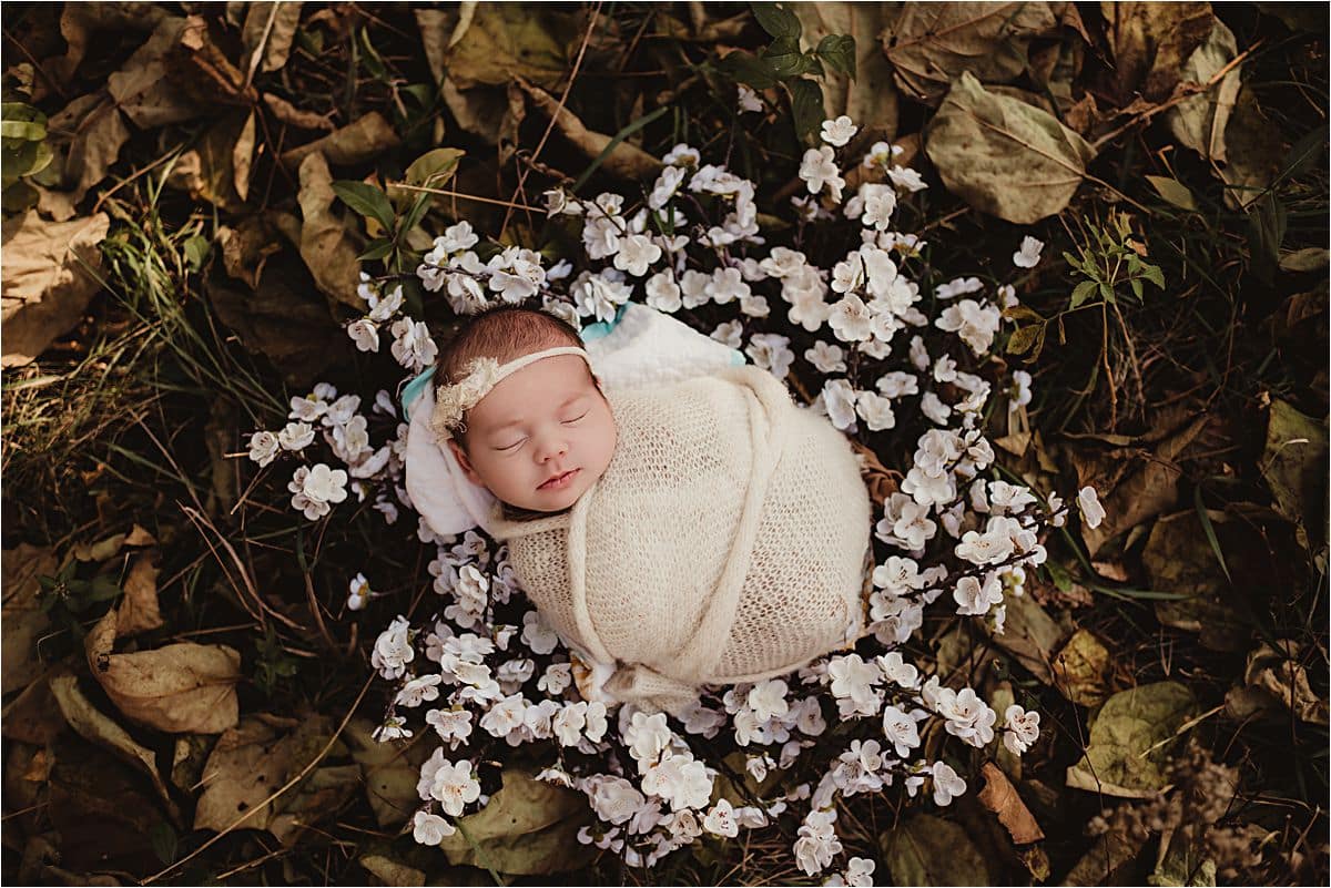 Newborn Girl in Flowers