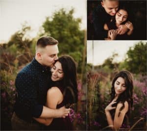 Jewel Tones Engagement Session Collage Couple Snuggling 