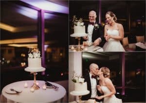 Elegant Late Fall Wedding Cake Cutting 