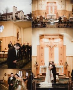 Cranberry and Gold Wedding Ceremony 