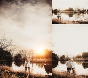 Sunset Winter Engagement Session Couple by Water