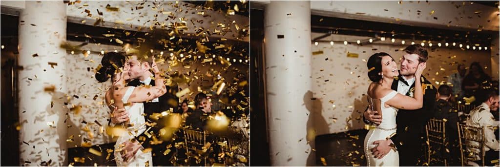 Couple Kissing with Confetti