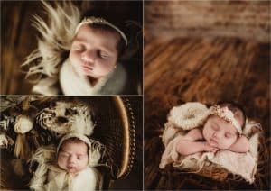 Winter Studio Newborn Session Collage Newborn Girl