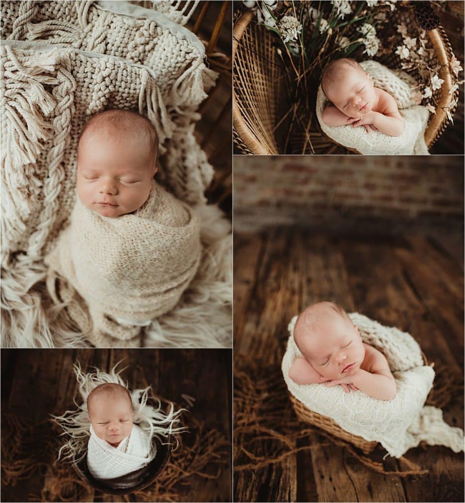 October Newborn Session Collage Newborn in White