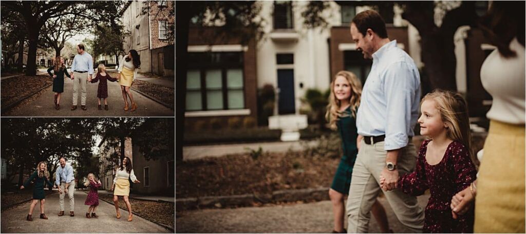 Family Walking on Street