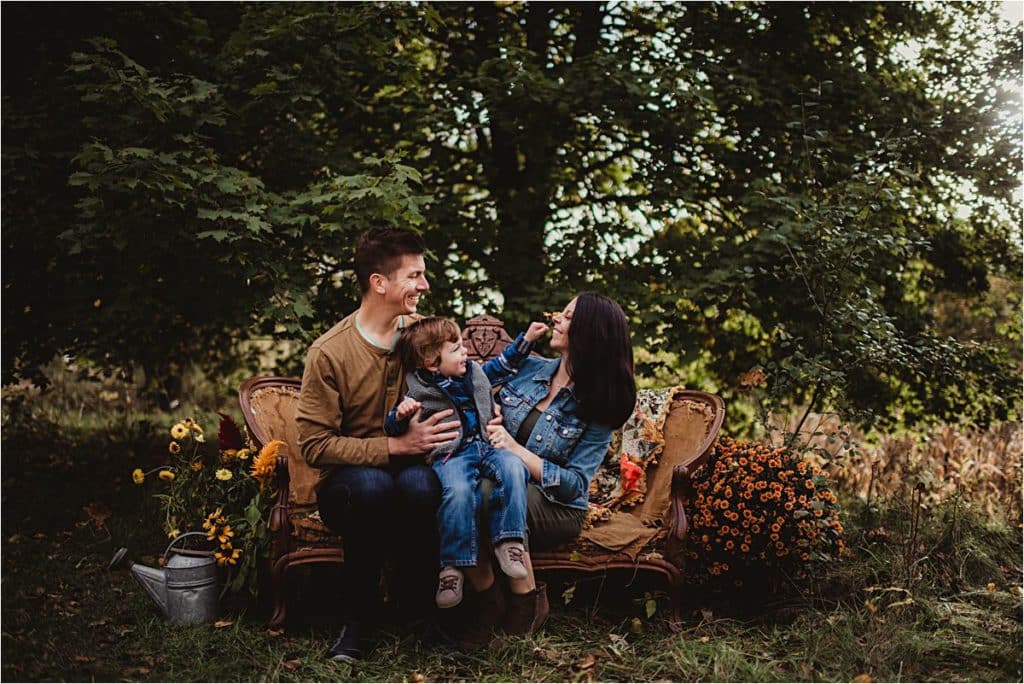 Fall Wildflowers Family Session Family on Couch