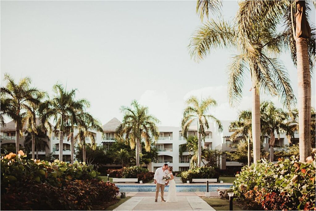 Destination Beach Wedding Couple at Resort 
