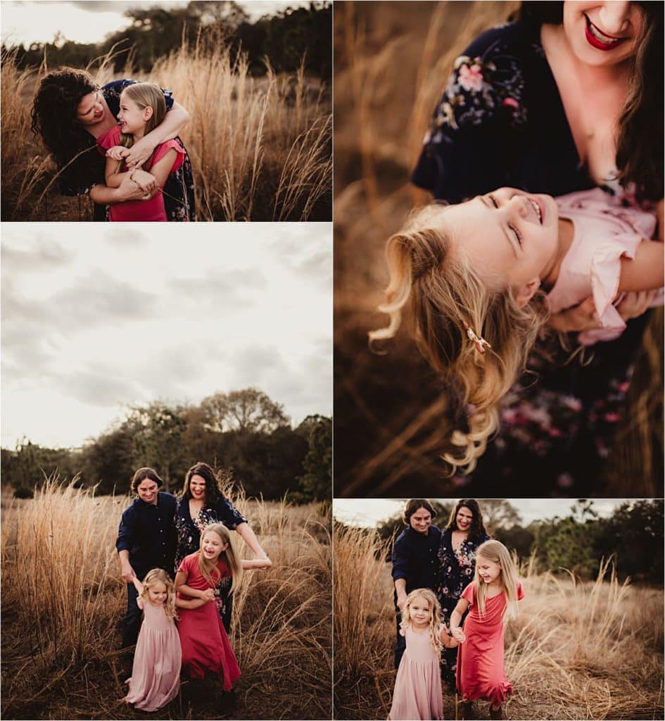 Central Florida Family Session Collage Family in Field