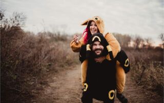 Couple in Pokemon Onesies