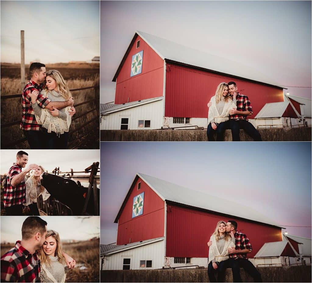 Family Farm Engagement Session Collage on Farm