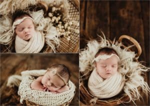 Neutrals Newborn Girl Session Collage Newborn Girl 