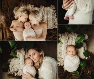 Neutral Newborn Boy Session Collage Newborn with Family 