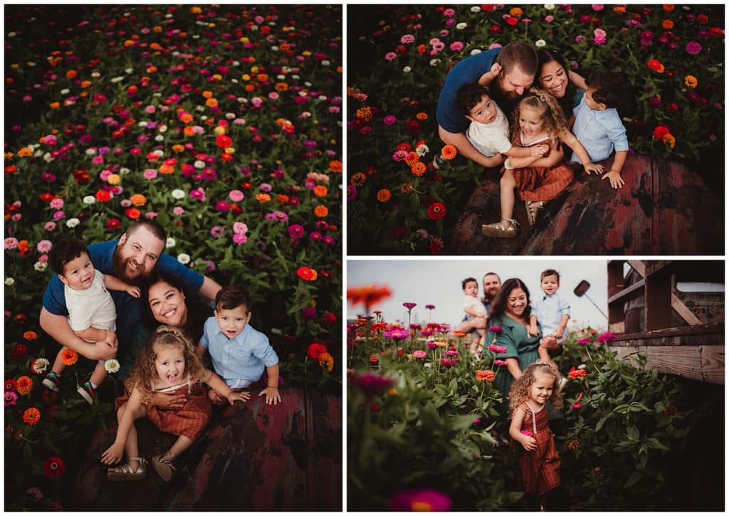 Summer Sunset Wildflower Session Family Snuggling 