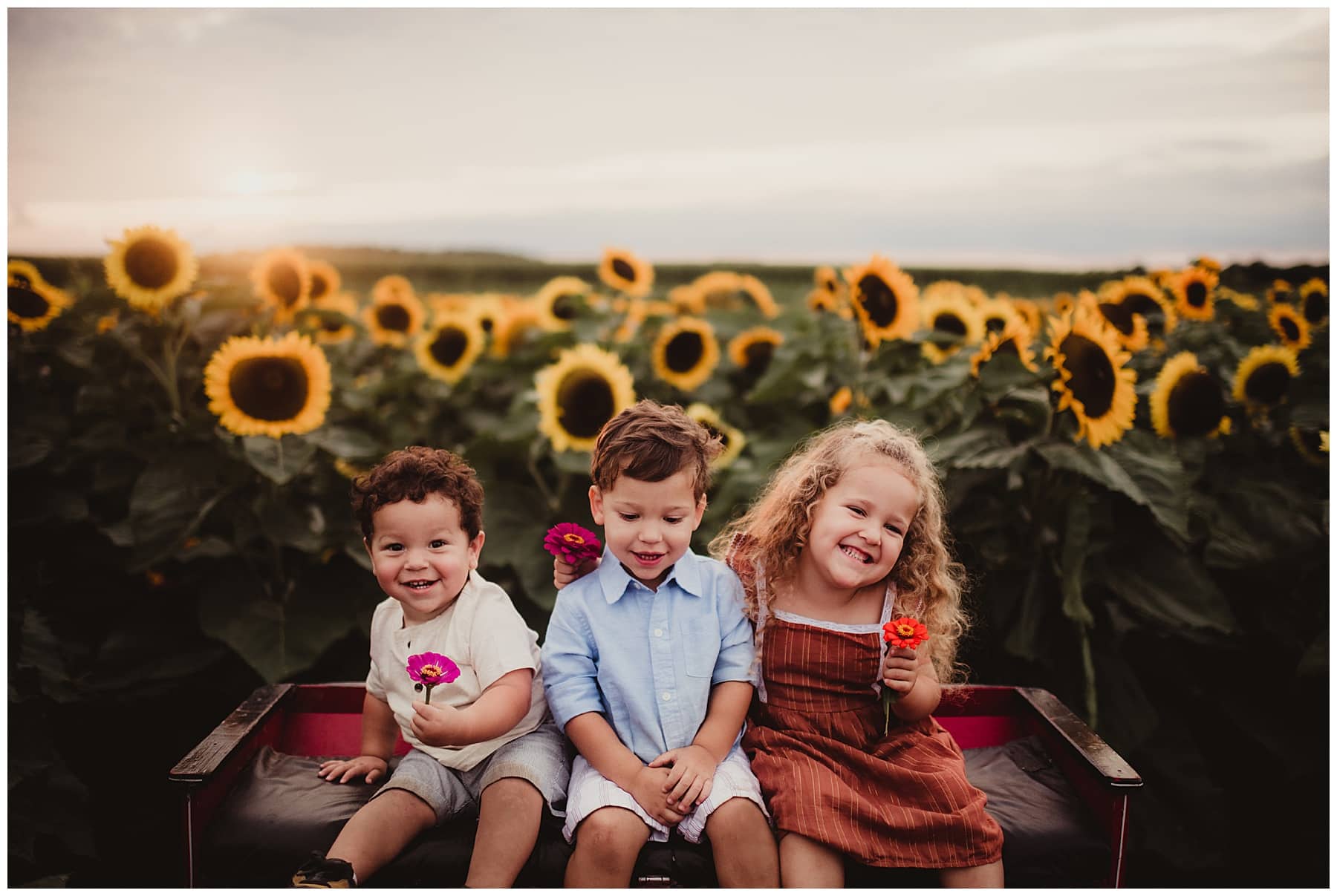 Siblings in Sunflower Field