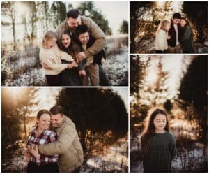 Snowy Winter Session Collage Family at Sunset