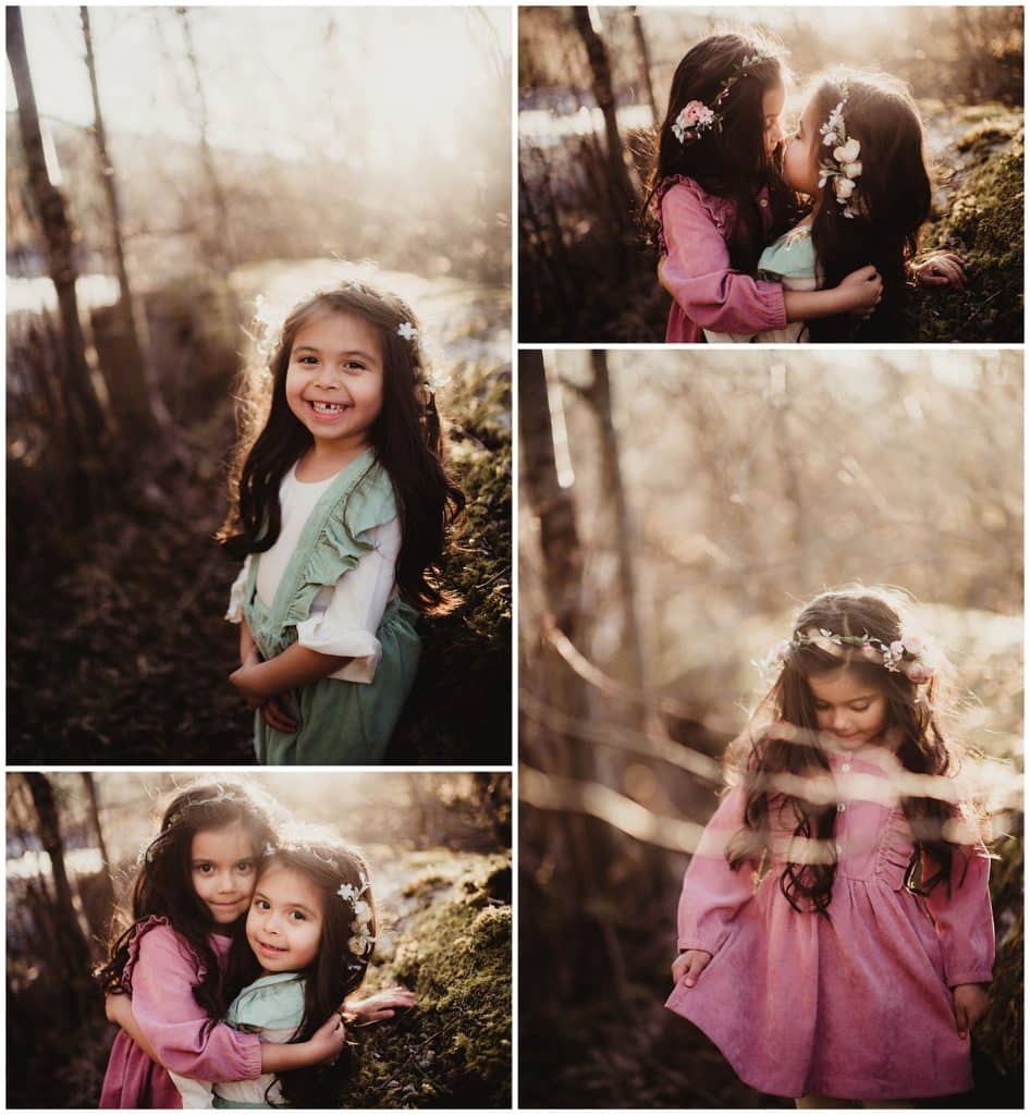April Sunset Family Session Collage Sisters