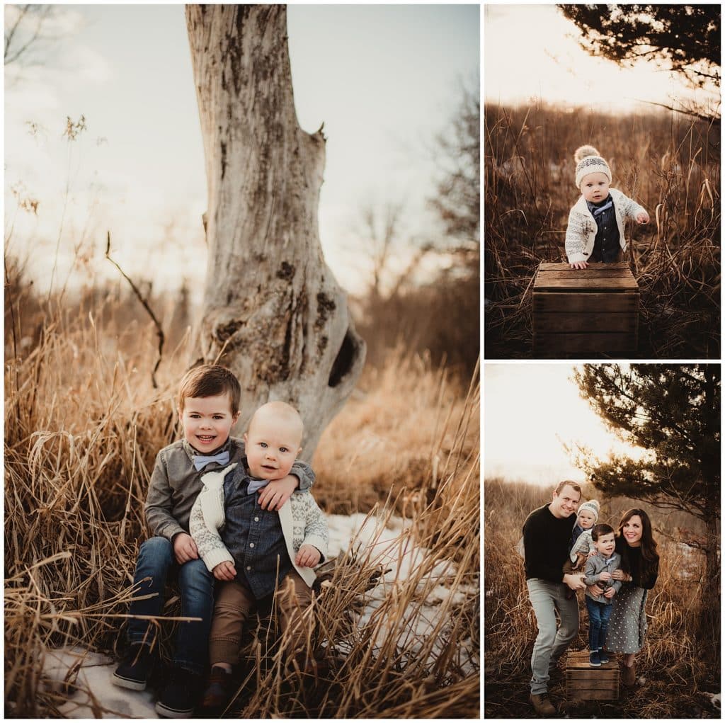 Outdoor Winter Family Session Collage