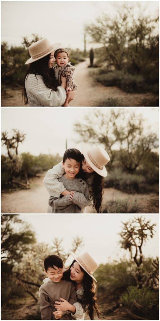 Desert Mountain Family Session Mama with Kids