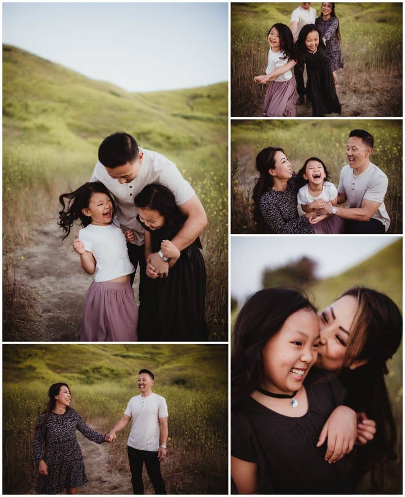 Spring Wildflowers Family Session Collage Family in Field