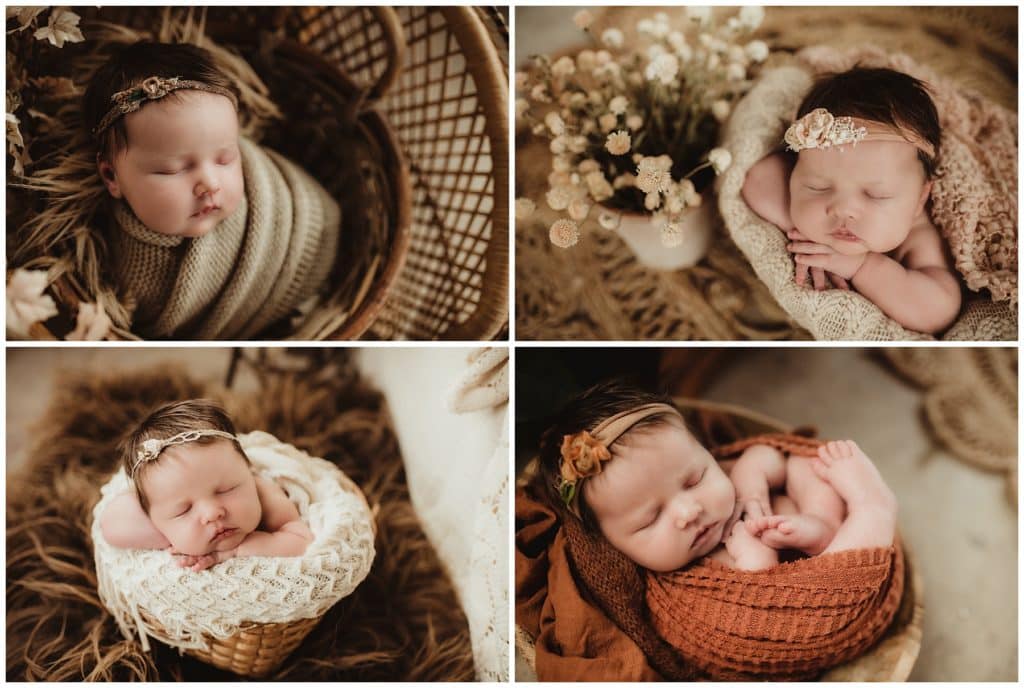 Spring Studio Newborn Session Collage Newborn Girl
