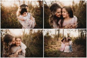 Sunset Nature Family Session Collage Mama with Kids