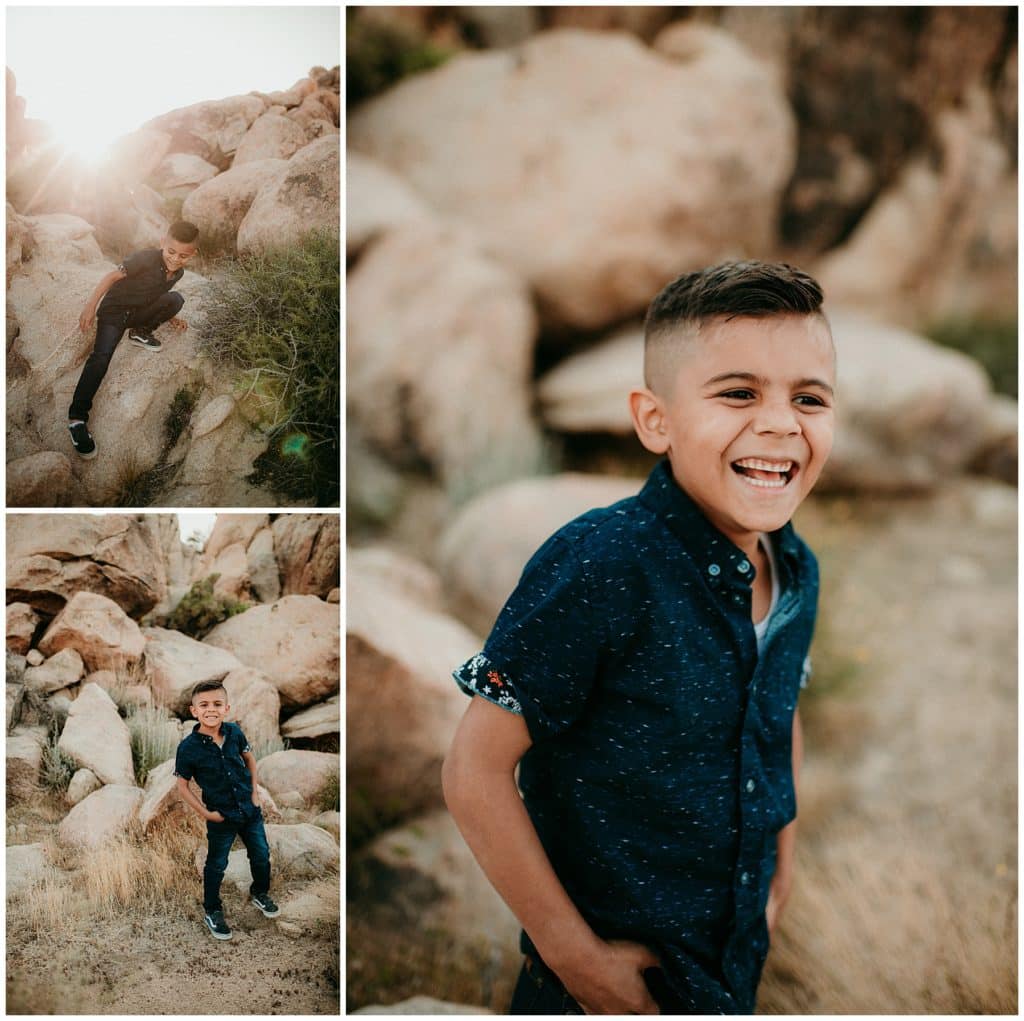 Sunset Family Desert Session Collage Little Boy