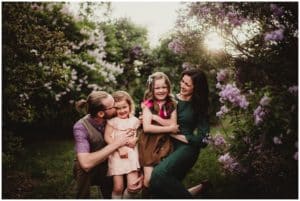 Spring Lilacs Family Session Family Snuggling