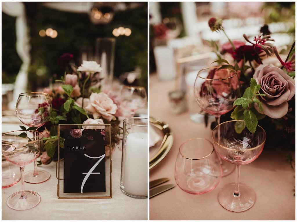 Cranberry Mauve Wedding Reception Table Centerpieces 