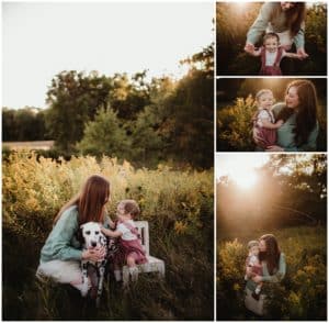 Fall Sunset Milestone Session Mom with Baby Girl