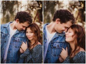Fall Boho Engagement Session Couple Snuggling