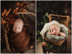 Early Spring Newborn Session Baby in Wraps