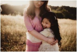 California Family Session Mom Hugging Daughter