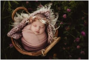 Newborn in Purple Flowers 