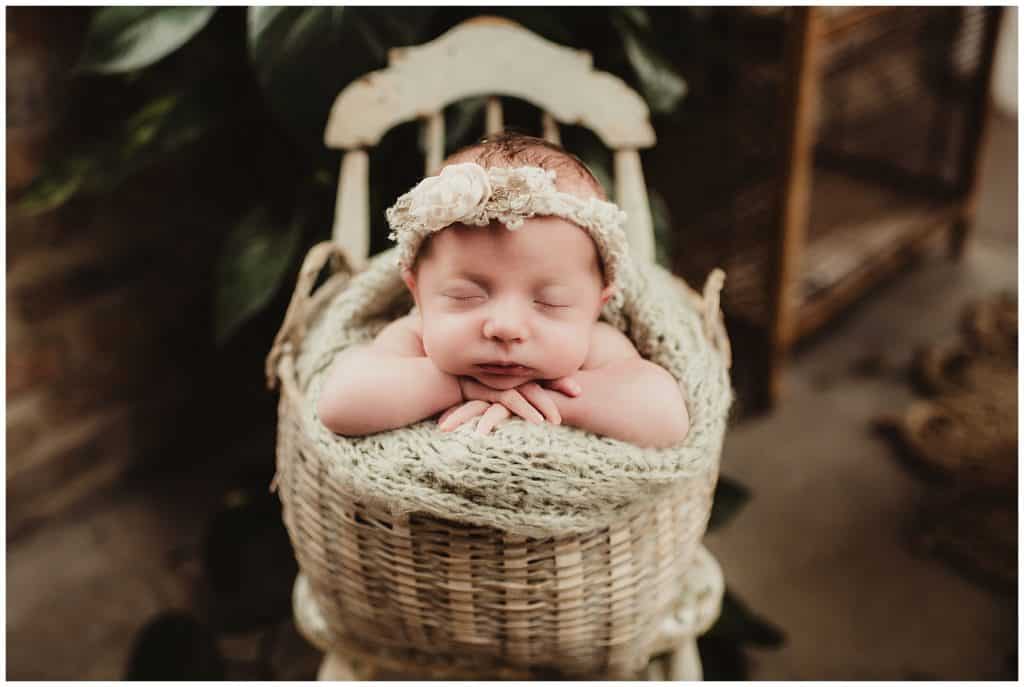Newborn Girl in Bucket