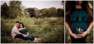 Summer Sunset Maternity Session Couple in Field