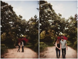 July Engagement Session Couple by Barn