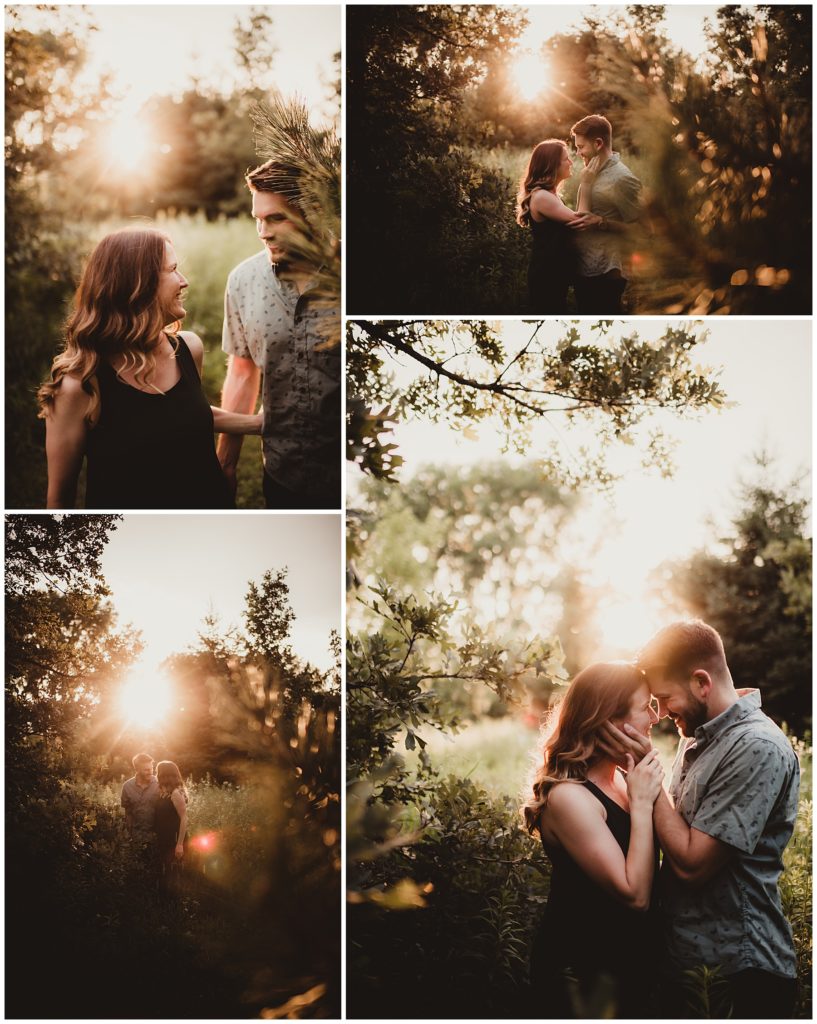 July Engagement Session Collage Couple at Sunset